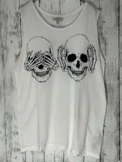 ZARA スカルプリント ノースリーブ Tシャツ M