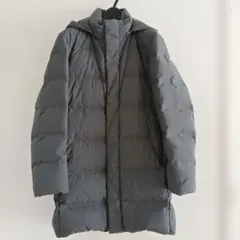ユニクロ シームレスダウンコート M グレー ロング 防風 フード着脱可