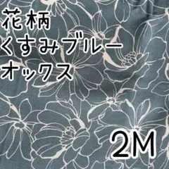 【SALE】生地　はぎれ　オックス　くすみブルー　花柄　2M