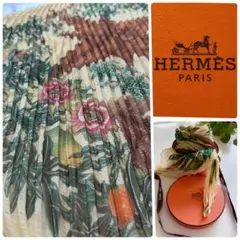 エルメスHERMESカレ90 スカーフ PASSIFLORESシルク プリーツ