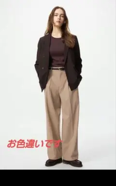 UNIQLO タックワイドチノパンツ　Ｓ　BLACK