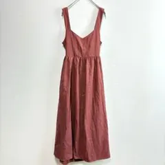 アールピーエス　ワンピース　ノースリーブ　ピンク　春夏秋　リボン　赤茶色