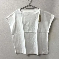 ②タグ付き未使用　無印良品　ムラ糸天竺編みフレンチスリーブTシャツ