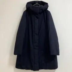 상태좋음 ユニクロ ハイブリッドダウンコート ネイビー レディース M