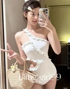 ワンピース水着 ホワイト SHEIN