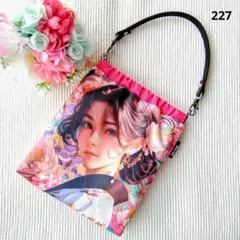 在庫確認お願いします！　227．持ち手付きバネポーチ　百花繚乱　ピンク