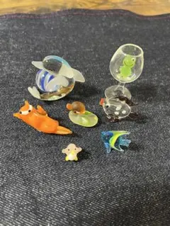 可愛いガラス細工 お魚4個セット（大2個・小2個） インテリア雑貨
