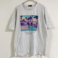 ロムウェ 風景プリント Ｔシャツ クルーネック半袖 M 白 綿混 リゾート日常のサムネイル