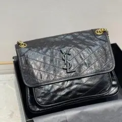 YSL ブラック ショルダーバッグ キルティング