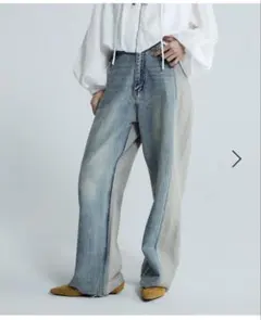 JEANASIS スウェットコンビデニムパンツ　ブルー