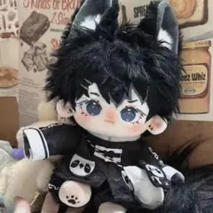 ブラック チャイナ服 ぬい服 パンダ柄 20cm ぬいぐるみ服 黒 ぬい活 推活