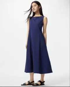 ユニクロ　ウルトラストレッチエアリズムワンピース丈短め　ネイビー　L新品