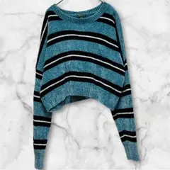 ⭐️1点もの⭐️ 【S】 ボーダー 長袖 セーター クロップド丈 ニット