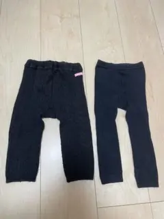 ホットビスケッツとノーブランド黒ニットレギンス2点セット　80cm