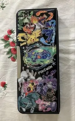 新品未使用 ポケモン　筆箱　黒　両開き薄型