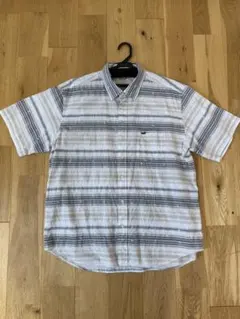 サイズXL✨クロコダイル ストライプ 半袖シャツ 白 グレー