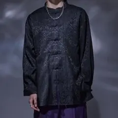 【Ellno Loset】ジャガードチャイナシャツ ブラック Sサイズ
