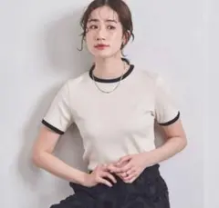 【美品】UNITED ARROWS リブバイカラーパイピングTシャツのサムネイル