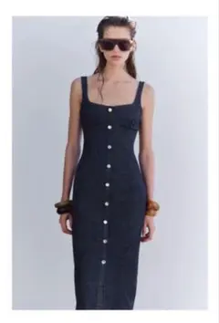 zara フィットミディシャツワンピース ダークデニム 半袖 xs - メルカリ