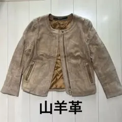 ナノユニバース Bark Tannage 山羊革 ノーカラー ライダース 36
