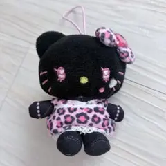 ハローキティ ミニマスコット ギャル サンリオ　ブラック ヒョウ柄 ピンク
