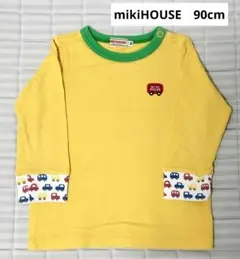 MIKI HOUSE 車柄 袖口リブ Tシャツ 90cm イエロー