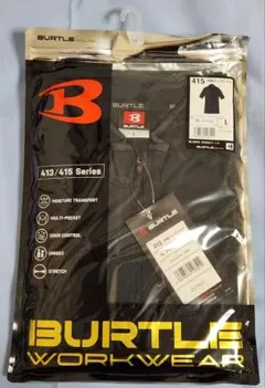 【新品未開封】BURTLE バートル 415 半袖ジップシャツ ブラック Lのサムネイル