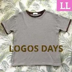 LOGOS DAYS　LL　Tシャツ　ブラウン　ボーダー　半袖のサムネイル