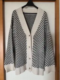 ヘリンボーンニットカーディガン
