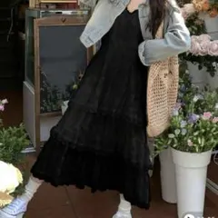 SHEIN キャミワンピース レース 黒 ブラック Lサイズ