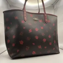 COACH コーチ トートバッグ 花柄 ローズ PVC ブラック