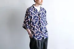 m's braque ラグランスリーブ アロハシャツ ネイビー