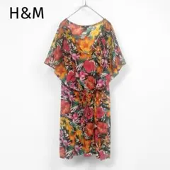 【H&M】ハイビスカス柄 Vネック チュニック ワンピース（Mサイズ）