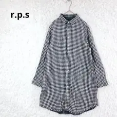 rps リバーシブルロングシャツ　チュニック丈　チェック　コットン　ゆったりのサムネイル