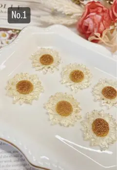 樹脂カボション【6個】　フラワー花　アクセサリーパーツ　ハンドメイド資材