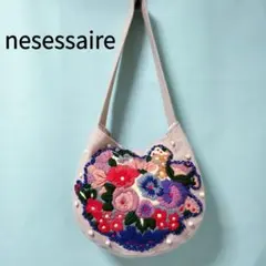 nesessaire 花柄刺繍 ウールショルダーバッグ