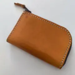 コンパクト　レザー ジッパーコインケース ブラウン　パスケース