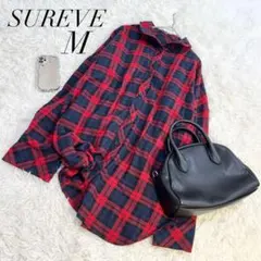 シュリーブ/シャツ/長袖/チェック/赤/Mサイズ/コットン混/赤黒