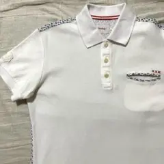 ●トヴホ●ポロシャツ サイズ02 白 花柄 ゴルフ ホワイト 半袖 日本製