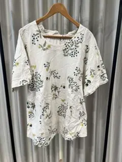 super hakka feuille 花柄 半袖Tシャツ
