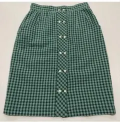 QUEENS COURT クイーンズコート　膝丈スカート　L　グリーンチェックのサムネイル