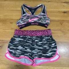 NIKE PRO 迷彩柄 スポーツブラ＆ショートパンツセット XS キッズ