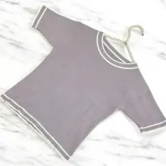 GRL 配色ラインリブニットトップス