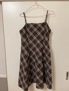 ハニーズ　honeysブラウン チェック キャミワンピース