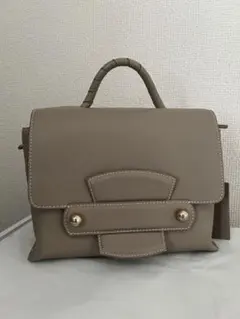 ベージュ ハンドバッグ 取り外し可能ショルダーストラップ付き