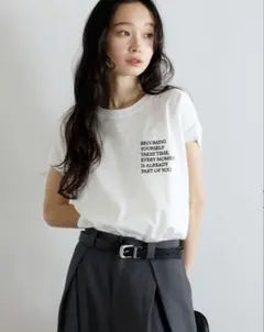 新品／BONJOUR SAGAN レタリング刺繍フレンチスリーブTシャツ／半袖白のサムネイル