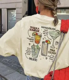 カクテル　デザイン 　イエロー　Tシャツ　ジム　部屋着　かわいい