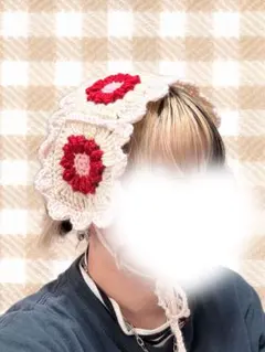 【ハンドメイド】お花モチーフのヘッドドレス　レッド