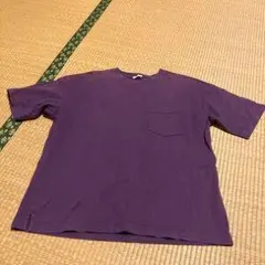 紫色 半袖Tシャツ ポケット付き