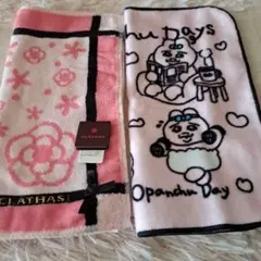 CLATHAS 花柄 &おぱんちゅうさぎキャラクター ハンカチ　2枚セットのサムネイル